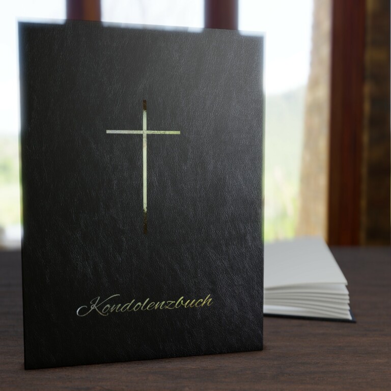 Kondolenzbuch Kreuz gold
