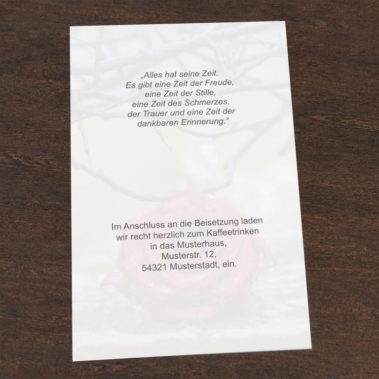 Einlegeblatt Rose und Zweig