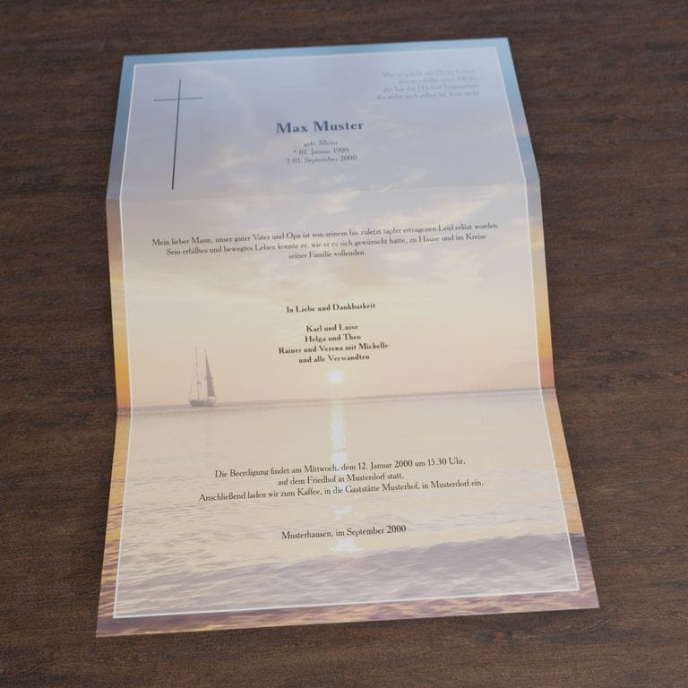 Trauerbrief Segelboot